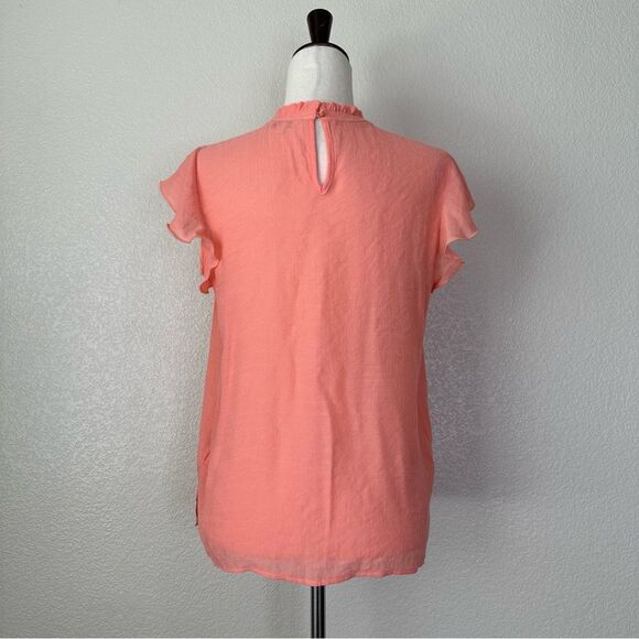 Nanette Lepore Coral Pink Cap Sleeves Pleated Top - Picture 7 of 12